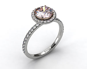 18k White Gold 0.39ct Diamond Halo Pave Engagement Ring